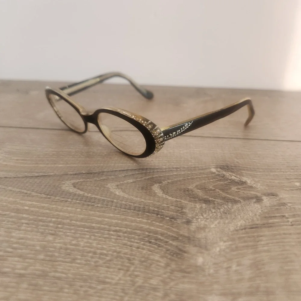 Vintage Frame France TWE L. Evrard Embellished Cat Eye Rhinestone Frames Only